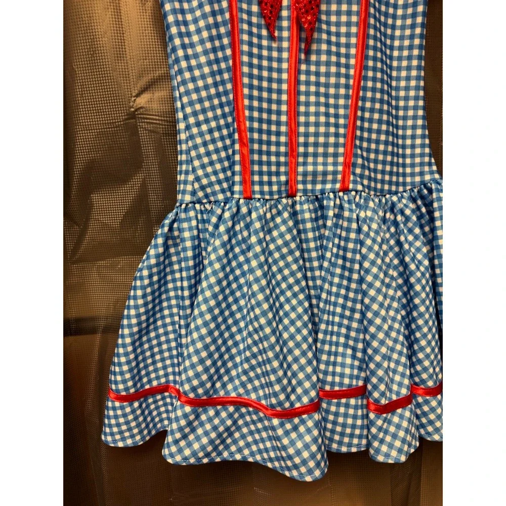 Rubie's Wizard of Oz Dorothy Dress Costume Red Sparkly Bow Halloween Med w/shoes